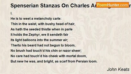 John Keats - Spenserian Stanzas On Charles Armitage Brown