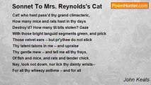 John Keats - Sonnet To Mrs. Reynolds's Cat