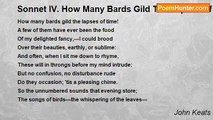 John Keats - Sonnet IV. How Many Bards Gild The Lapses Of Time!