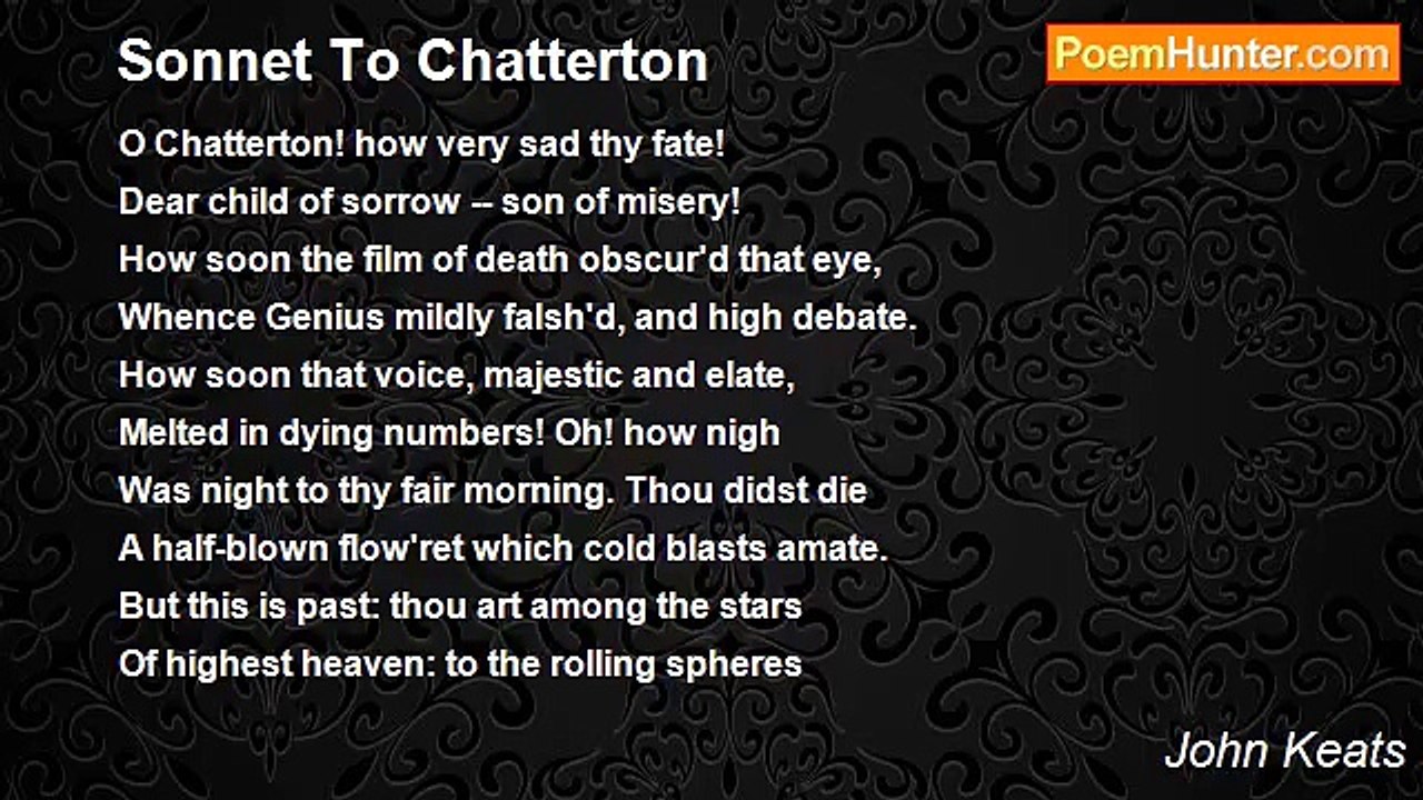 John Keats - Sonnet To Chatterton