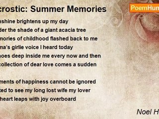 Noel Horlanda - Acrostic: Summer Memories
