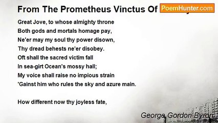 George Gordon Byron - From The Prometheus Vinctus Of Aeschylus