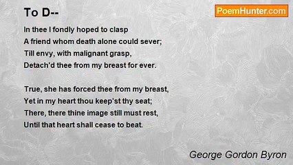 George Gordon Byron - To D--