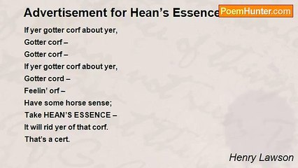 Henry Lawson - Advertisement for Hean’s Essence