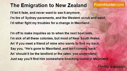 Henry Lawson - The Emigration to New Zealand