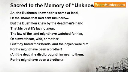 Henry Lawson - Sacred to the Memory of “Unknown”
