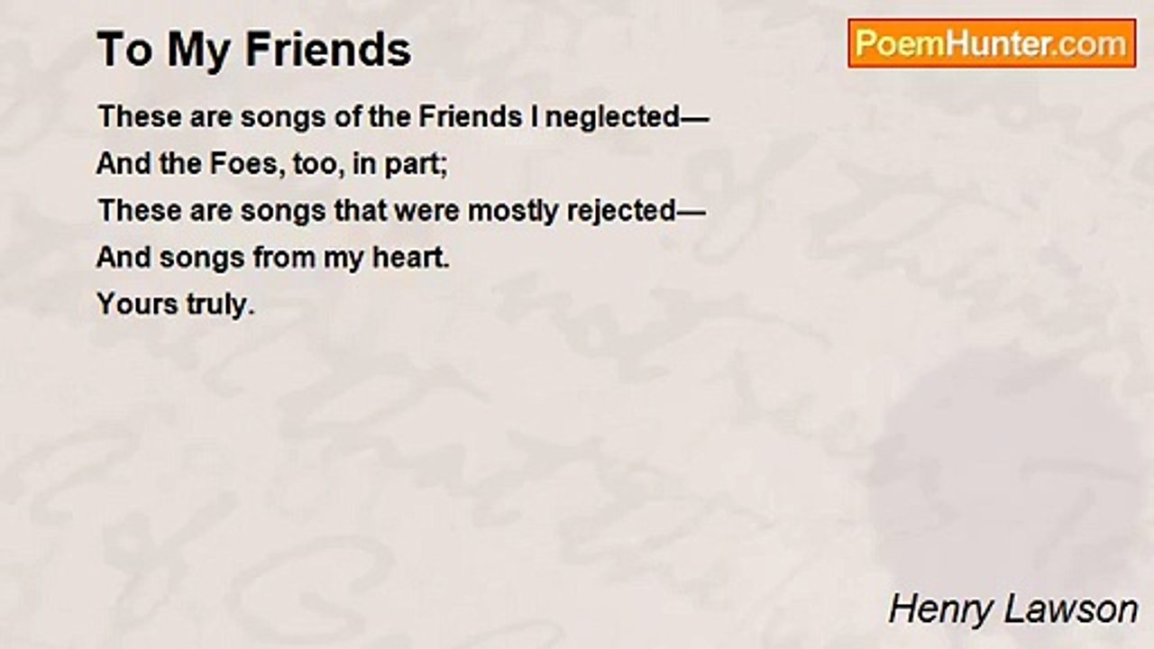 Henry Lawson - To My Friends