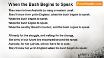 Henry Lawson - When the Bush Begins to Speak