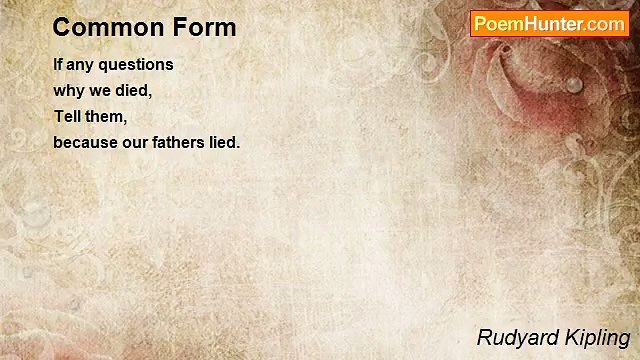 Rudyard Kipling - Common Form
