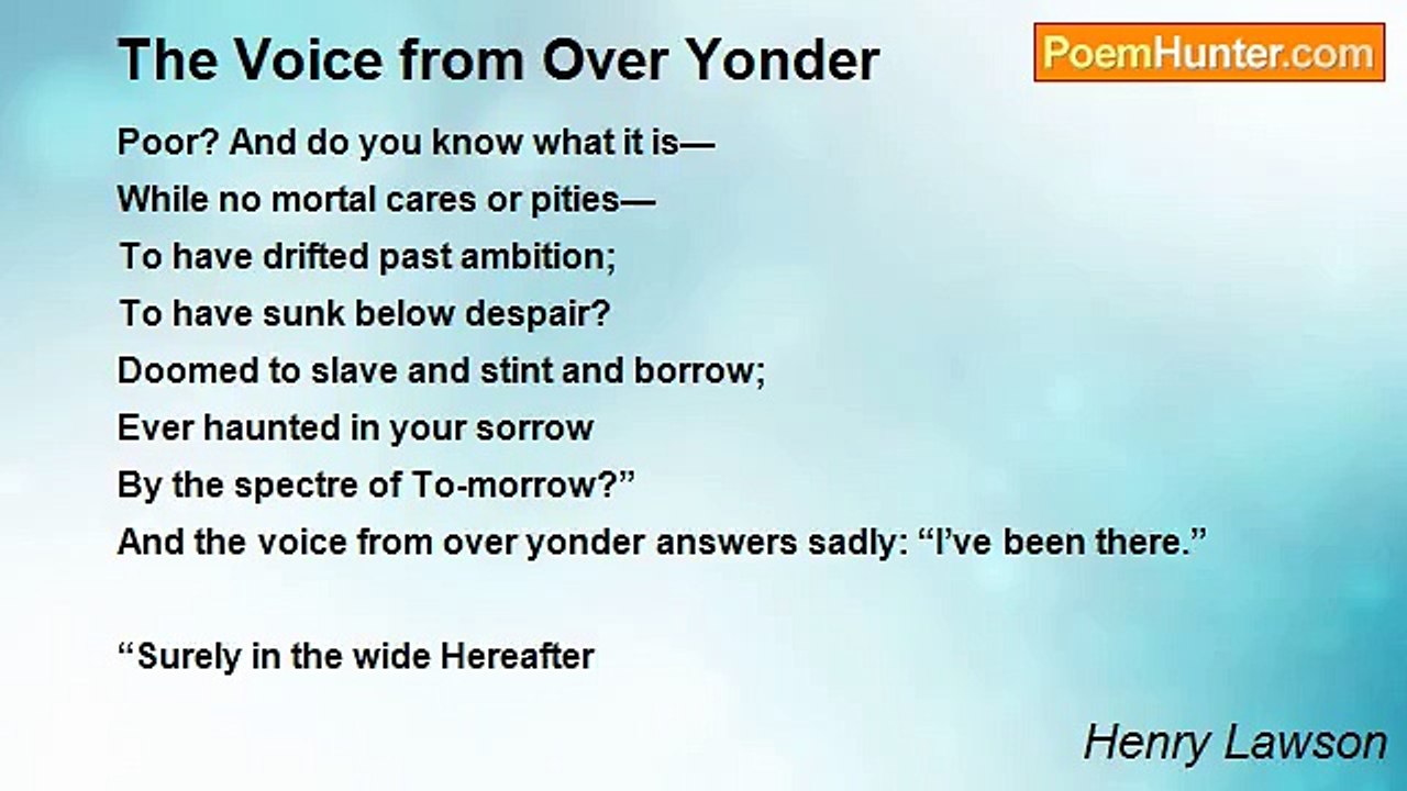 Henry Lawson - The Voice from Over Yonder