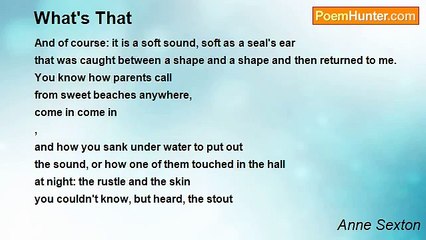 Anne Sexton - What's That