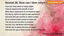William Shakespeare - Sonnet 28: How can I then return in happy plight…