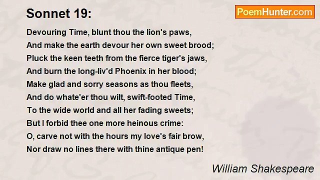 William Shakespeare - Sonnet 19: