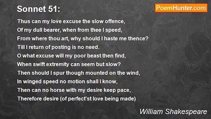 William Shakespeare - Sonnet 51: