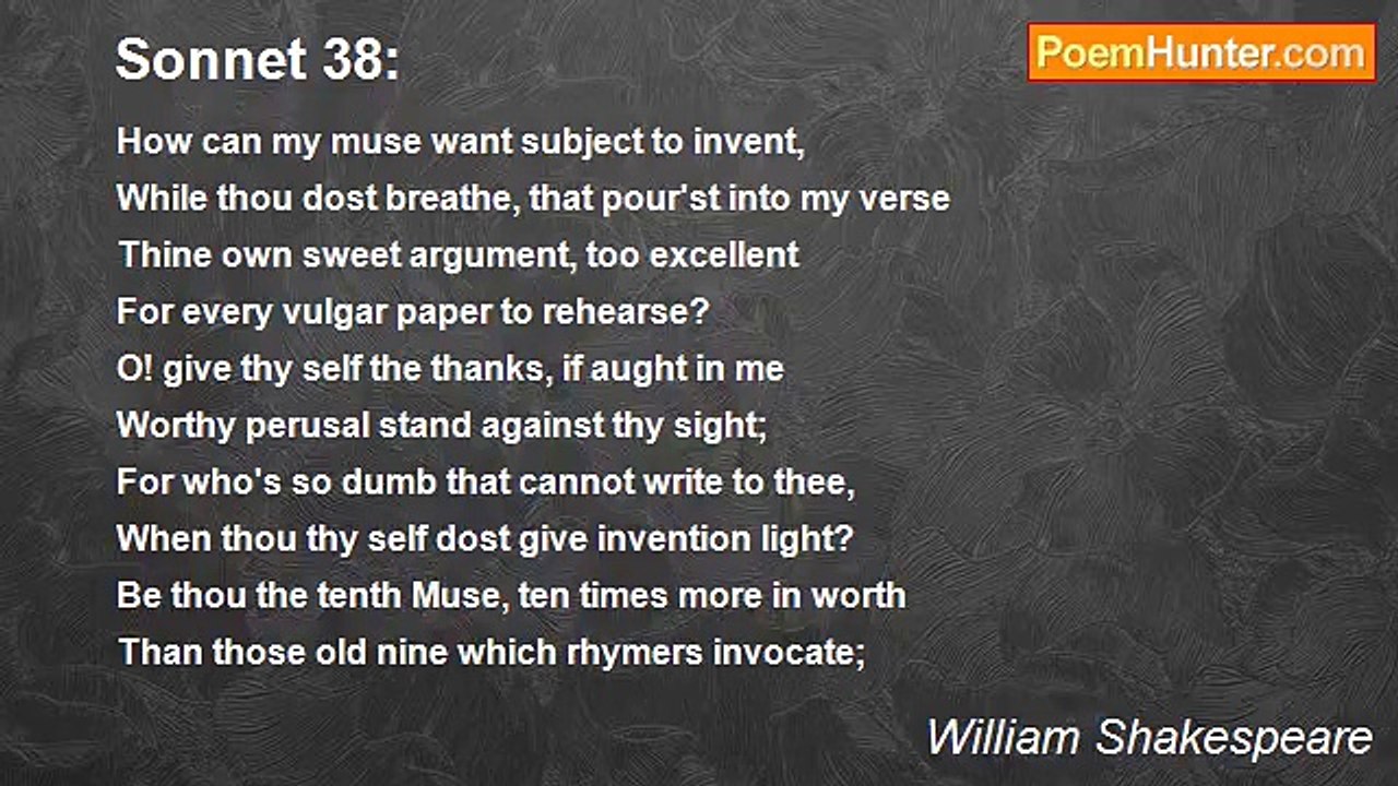 William Shakespeare - Sonnet 38: