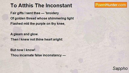Sappho - To Atthis The Inconstant