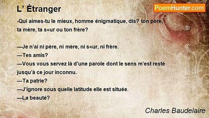 Charles Baudelaire - L’ Étranger