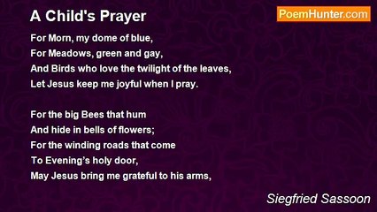 Siegfried Sassoon - A Child's Prayer