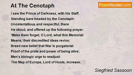 Siegfried Sassoon - At The Cenotaph