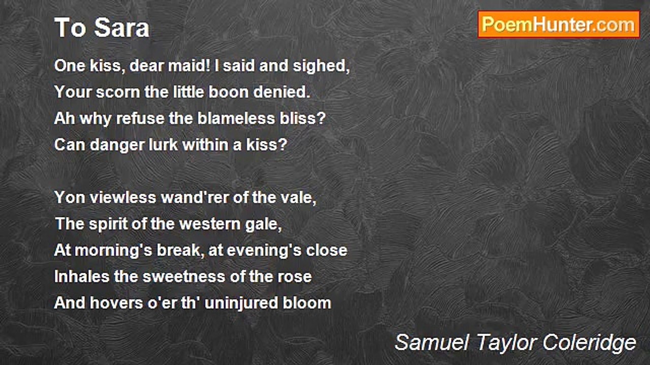 Samuel Taylor Coleridge - To Sara