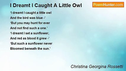 Christina Georgina Rossetti - I Dreamt I Caught A Little Owl