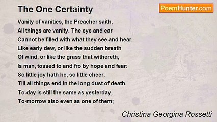 Christina Georgina Rossetti - The One Certainty