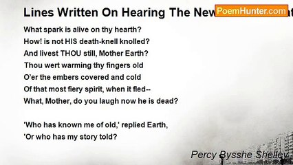 Percy Bysshe Shelley - Lines Written On Hearing The News Of The Death Of Napoleon