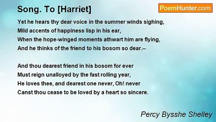 Percy Bysshe Shelley - Song. To [Harriet]