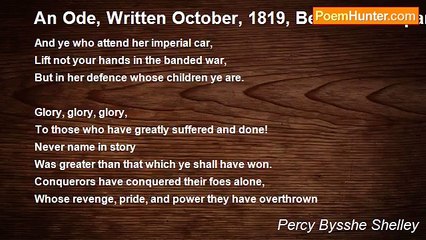 Percy Bysshe Shelley - An Ode, Written October, 1819, Before The Spaniards Had Recovered Their Liberty