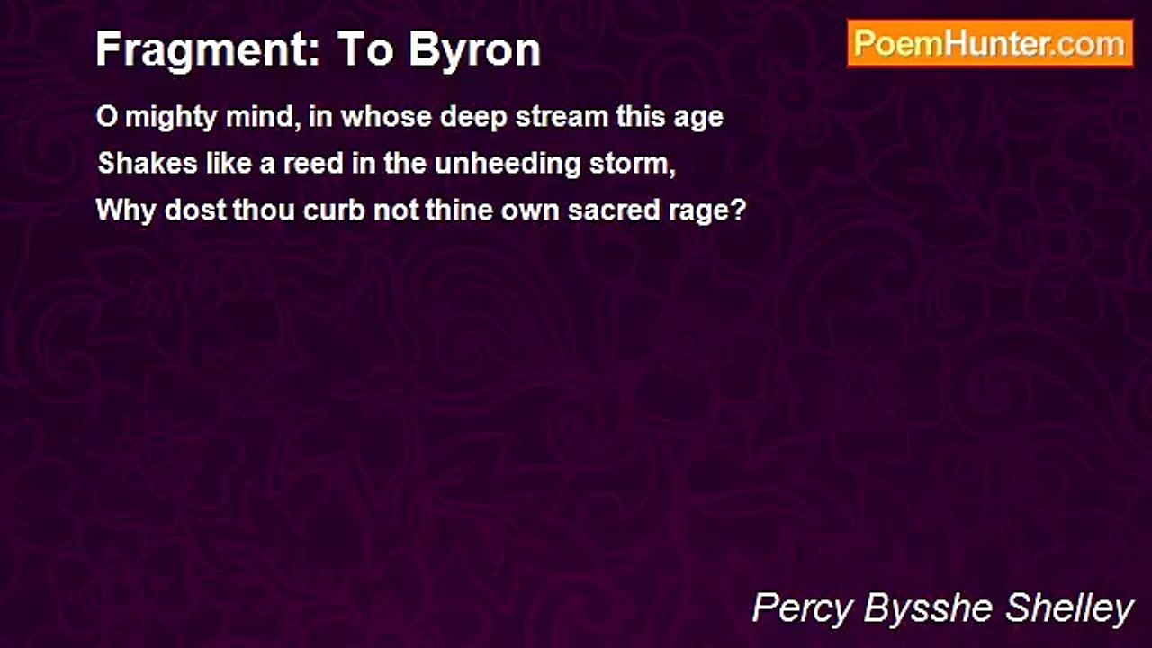 Percy Bysshe Shelley - Fragment: To Byron