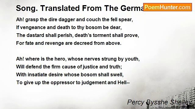 Percy Bysshe Shelley - Song. Translated From The German