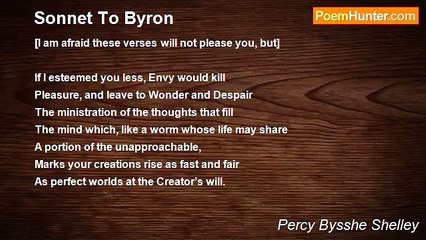 Percy Bysshe Shelley - Sonnet To Byron