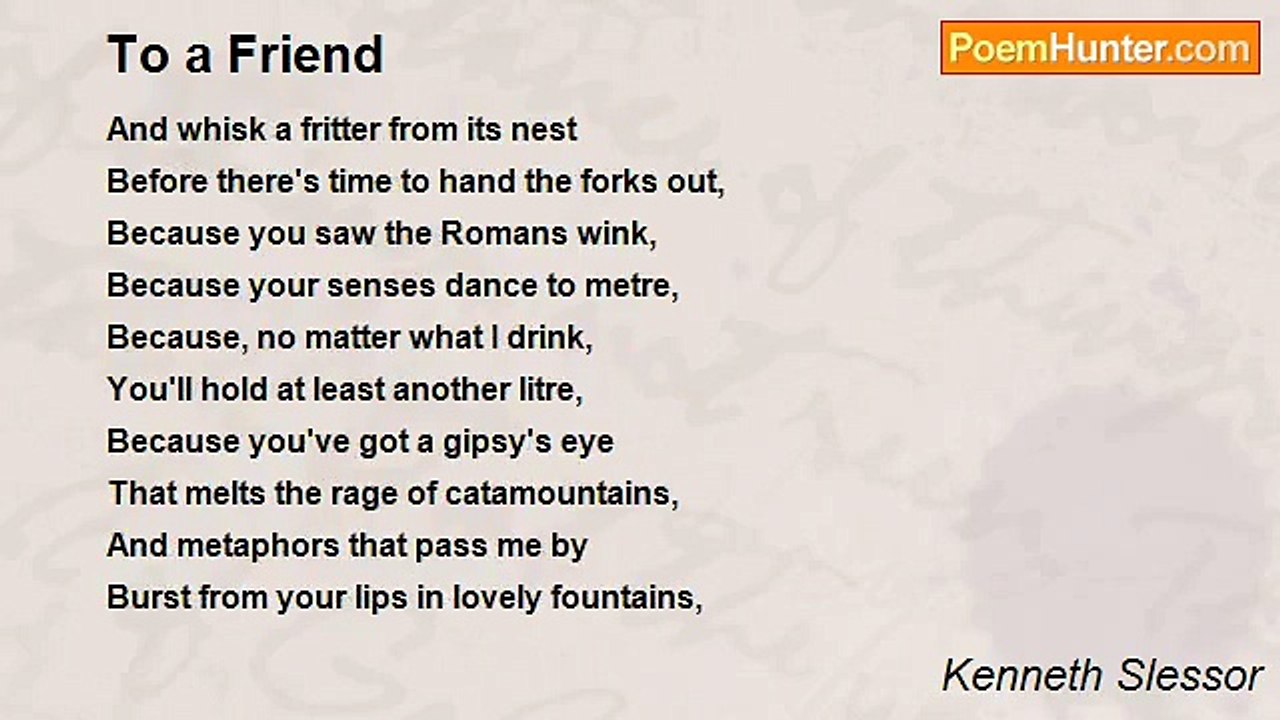 Kenneth Slessor - To a Friend