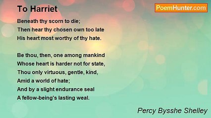 Percy Bysshe Shelley - To Harriet