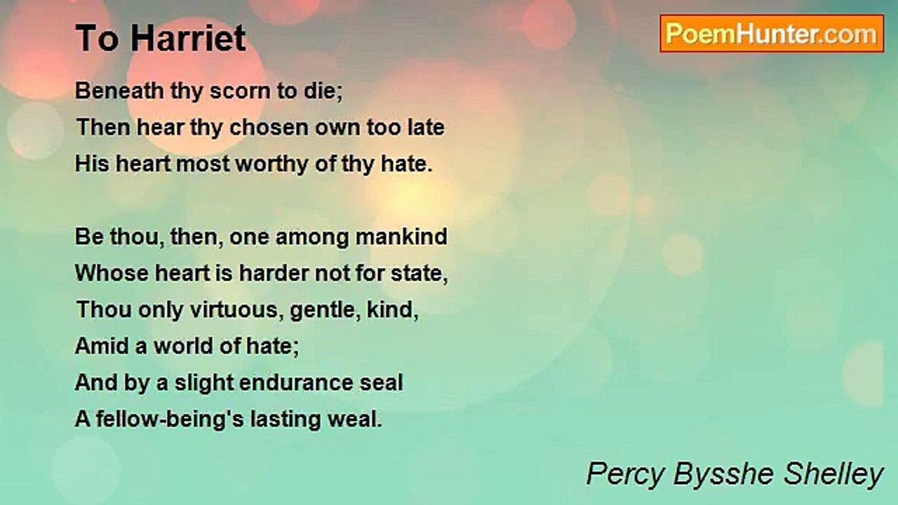 Percy Bysshe Shelley - To Harriet