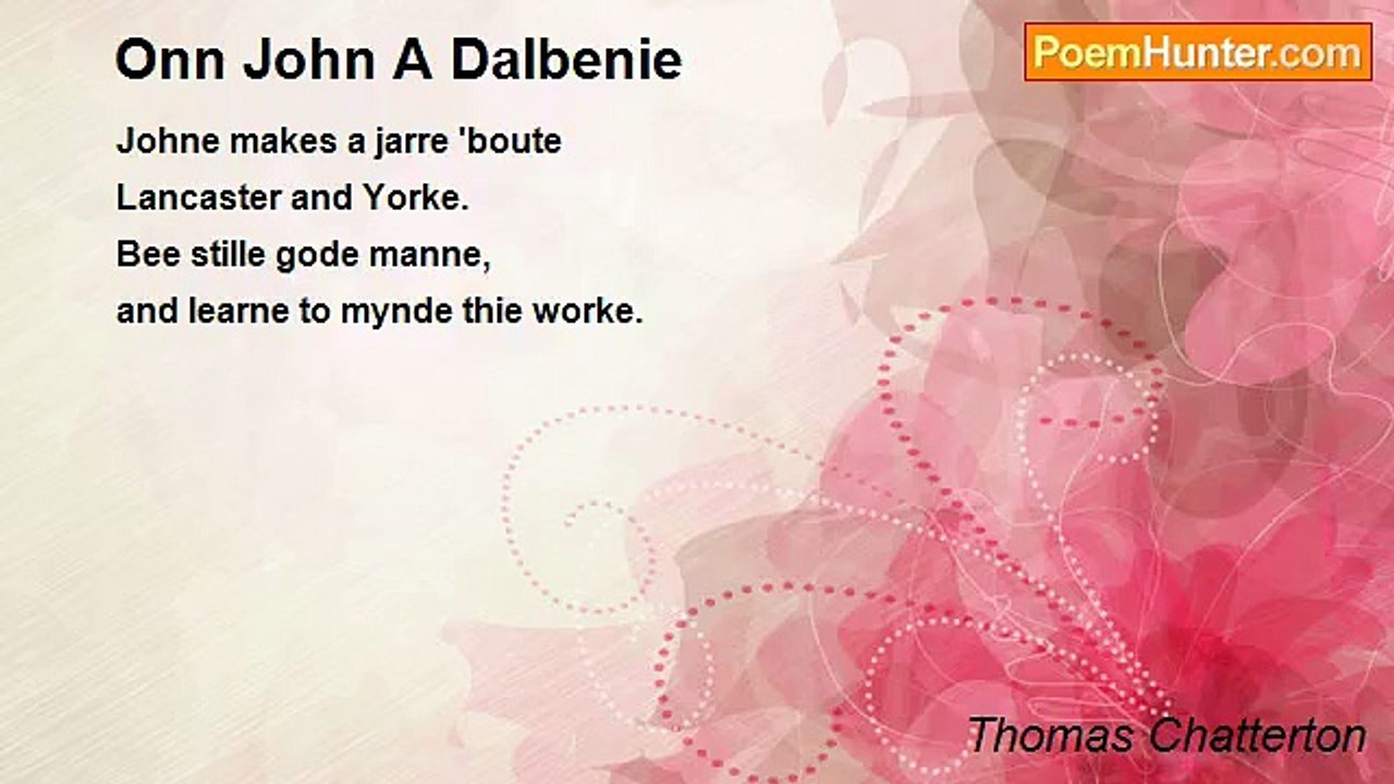 Thomas Chatterton - Onn John A Dalbenie