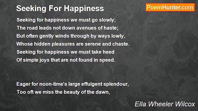Ella Wheeler Wilcox - Seeking For Happiness