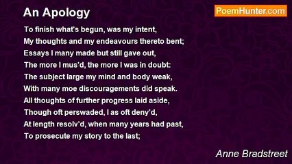 Anne Bradstreet - An Apology