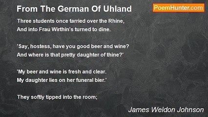 James Weldon Johnson - From The German Of Uhland