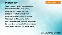 Paul Laurence Dunbar - Diplomacy