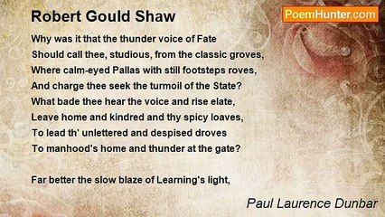 Paul Laurence Dunbar - Robert Gould Shaw