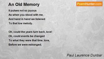 Paul Laurence Dunbar - An Old Memory