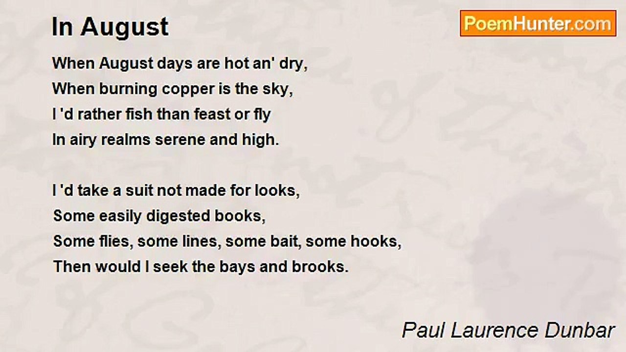 Paul Laurence Dunbar - In August
