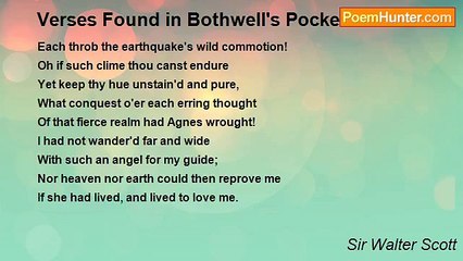 Sir Walter Scott - Verses Found in Bothwell's Pocket-book