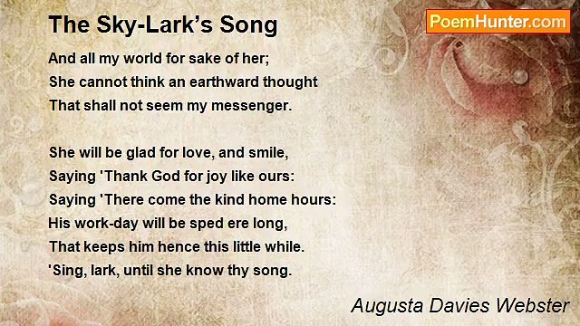 Augusta Davies Webster - The Sky-Lark’s Song