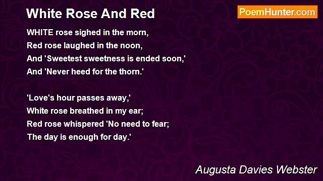 Augusta Davies Webster - White Rose And Red