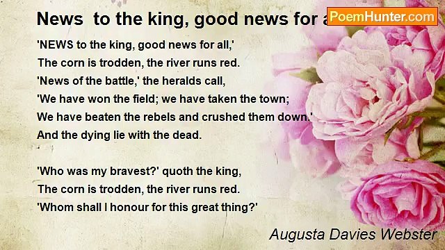 Augusta Davies Webster - News to the king, good news for all