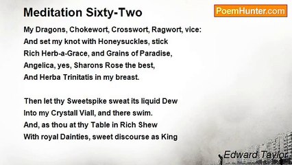 Edward Taylor - Meditation Sixty-Two