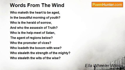 Ella Wheeler Wilcox - Words From The Wind