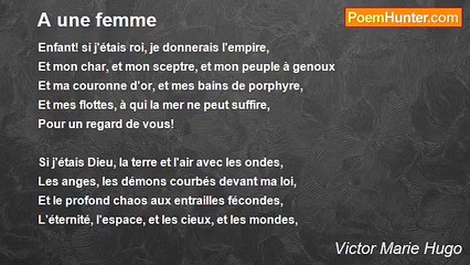 Victor Marie Hugo - A une femme